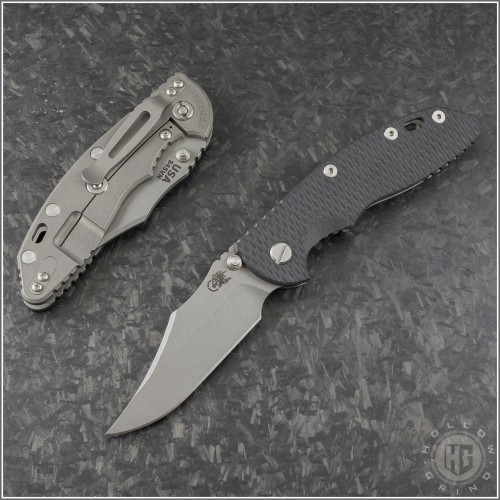 (#RH-XM1835-NFB-010) Rick Hinderer Gen 6 XM-18 3.5" Non-Flipper Bowie Working Finish Black G10 - Front