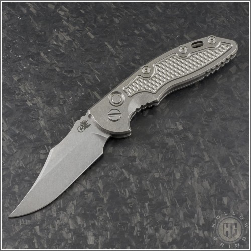(#RH-XM1835A-B-01) Rick Hinderer XM-18 Auto 3.5" Bowie Stonewash - Front