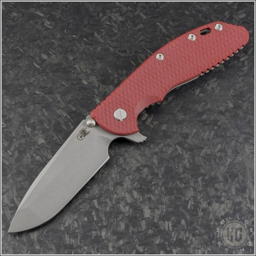 (#RH-XM24-08) Rick Hinderer XM-24 4" Working Finish Spanto Red G-10 - Front