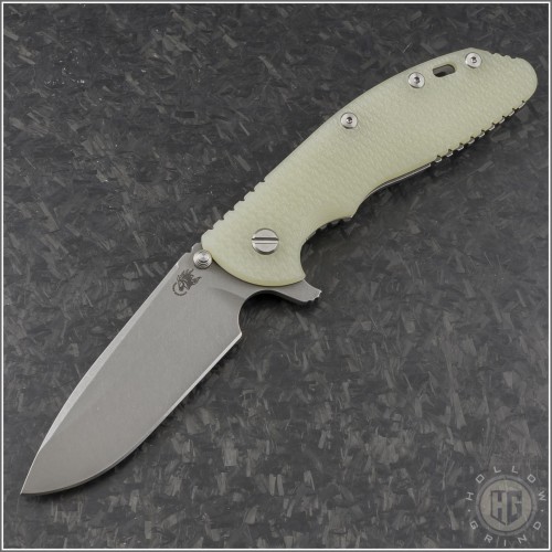 (#RH-XM24-10) Rick Hinderer XM-24 4" Spearpoint Working Finish - Translucent Green - Front