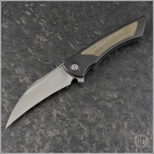 (#SBD-DER-GY-OD) Sharp By Design Derecho Black Handle Micarta Inlay Satin Plain - Front