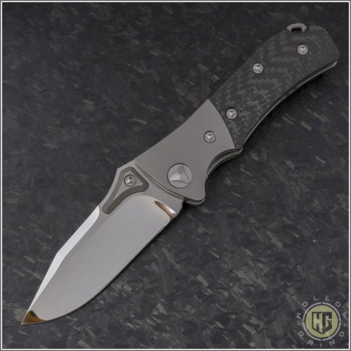 (#VNT-0250) Microtech MTX3 Mirror Polish w/ Double Vapor Blast Ti Bolster - Front