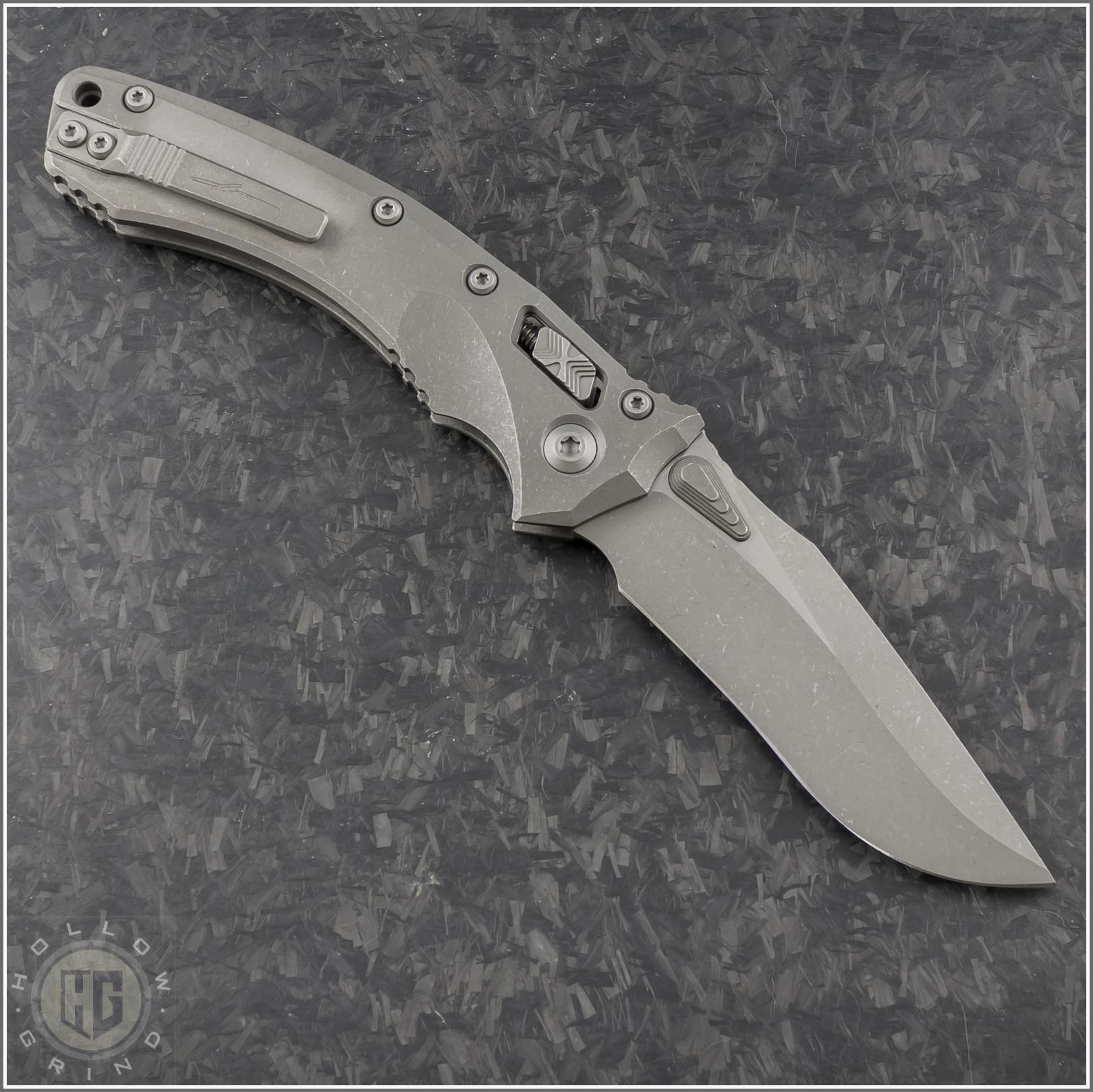 Microtech Knives Titanium Amphibian Recurve Folder Knife (3.5in ...
