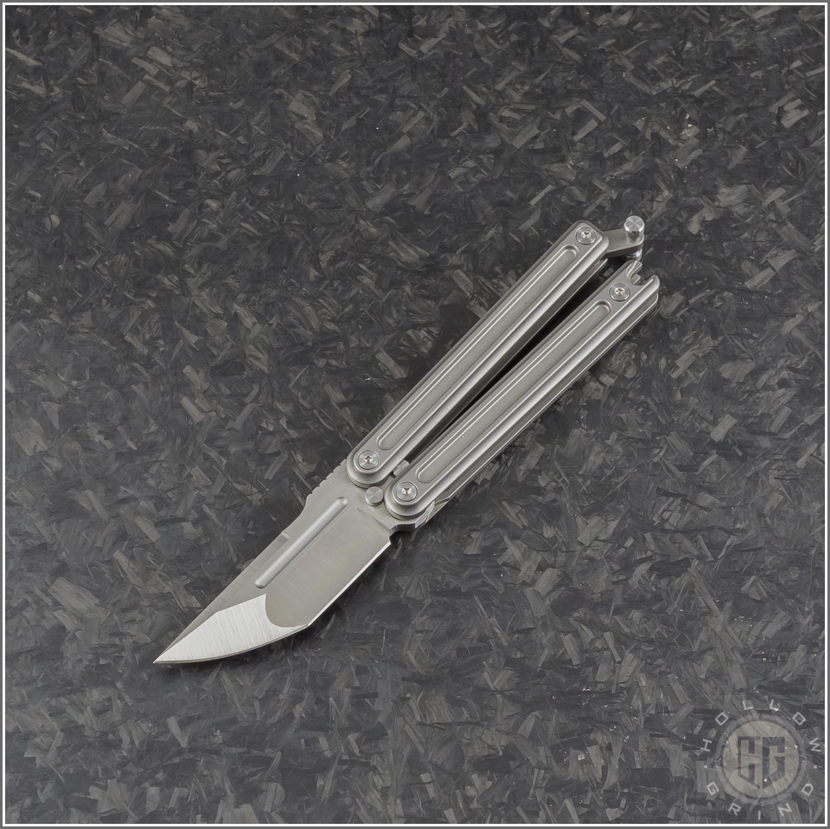 D Rocket Design Micro Parabellum T E Butterfly Knife 2in Satin Plain 