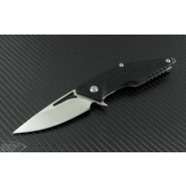 Brous Blades Mini Division Flipper S/E Knife (3.5in Satin Plain D2) JB-MDIV-SAT - Front