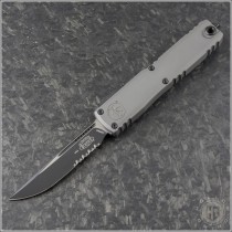 (#1121-2NC) Microtech Natural Clear Ultratech ZBP S/E Black Part Serrated - Front