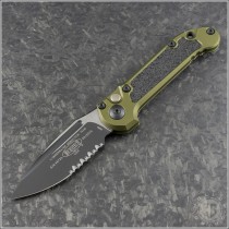 (#1135-2OD) Microtech OD Green LUDT Gen III Black Part Serrated - Front