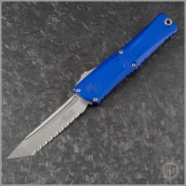 (#1144-12NA) Microtech Navy Blue Combat Troodon Gen III T/E Stonewash Full Serrated - Front