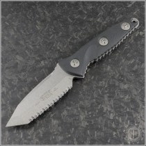 (#114M-12) Microtech Socom Alpha Mini T/E Stonewash Full Serrated - Front