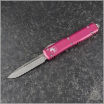 (#121-10PK) Microtech Pink Ultratech S/E Stonewashed Plain - Front