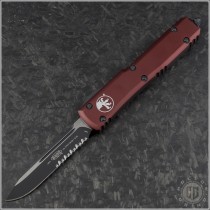 (#121-2MR) Microtech Merlot Ultratech S/E Black Part Serrated - Front