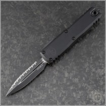 (#12324-3T) Microtech UTX-85 Gen IV D/E Black Full Serrations - Front