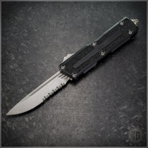 (#1278-11) Microtech Scarab II Gen III S/E Stonewash Part Serrated - Front