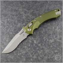 (#137RL-11APFLOD) Microtech Knives OD Green Amphibian Ram-Lok Fluted Aluminum Handle Apocalyptic Serrated - Front