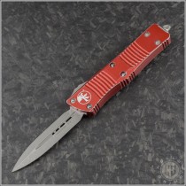 (#138-10DRD) Microtech Distressed Red Troodon D/E Apocalyptic Plain - Front