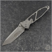 (#161-11APNC) Microtech Natural Clear Socom Elite M/A Stonewash Tanto Serrated - Front