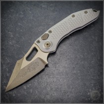 (#169-13TTAPNC) Microtech Natural Clear Stitch Auto Bronze Apocalyptic Plain - Front