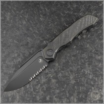 (#190C-2DLCTCFITI) Microtech Anax DLC Part Serrated - Front