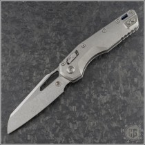 (#210-10MS2) Microtech Titanium MSI Wharncliffe Ram-Lok Stonewash Plain Slabside - Front