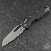 (#210T-11APPMBK) Microtech MSI Wharncliffe Ram-Lok Apocalyptic Part Serrated - Front
