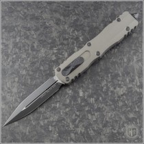(#227-1NC) Microtech Knives Natural Clear Dirac Delta D/E Black Tactical Plain - Front