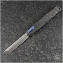 (#HTK-H019-2A-CFBLU) Heretic Knives Carbon Fiber Cleric II Stonewash Plain T/E - Front