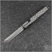 (#HTK-H019-2B) Heretic Knives Cleric II Stonewash Part Serrated T/E - Front