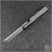 (#HTK-H019-2C) Heretic Knives Cleric II Stonewash Full Serrated T/E - Front