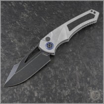 (#HTK-H046-8A-BLZ) Heretic Knives Blizzard Worn Pariah Button-Lock Battle Black Plain - Front