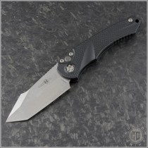 (#HTK-H055-2A) Heretic Knives Mini Pariah Auto Stonewash Tanto Plain - Front