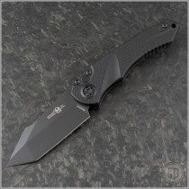 (#HTK-H055-4A-T) Heretic Knives Mini Pariah Auto Black Tanto Plain - Front