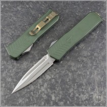 (#MKT-MERC1-003) Medford Knife & Tool OD Green Merc-1 OTF D/E Blade Tumbled - Front