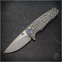(#MKT-SCTi-001) Medford Knife & Tool Hammered Ti Smooth Criminal Button Lock Tumbled Plain - Front