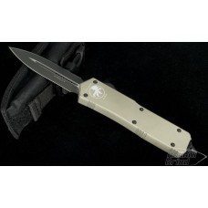 (#109-1TA) Microtech Scarab D/E Tan Handle Black Plain