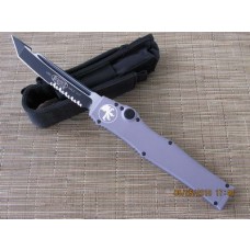 Microtech Halo V - Gray Handle - Tanto - Serrated