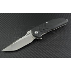Brous Blades Carbon Fiber Strife T/E Flipper Knife (3.75in Satin Plain D2) JB-STRIFE-SAT - Front