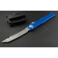 Microtech Knives Blue Halo V T/E Automatic OTF S/A Knife (4.6in Satin Part Serr ELMAX) 150-5BL