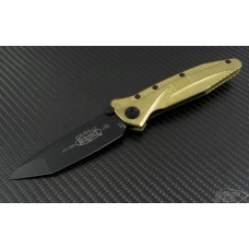 Microtech Knives Brass Socom Delta S/E Folder Knife (4in Black Plain ATS-34) 163-1BRT