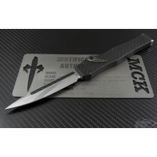 Microtech Knives Custom Carbon Fiber Halo V S/E Automatic OTF S/A Knife (4.6in Mirror Polished Plain) halo-c-cf-hp2