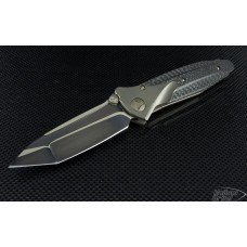Microtech Knives Custom Carbon Fiber Socom Bravo T/E Folder Knife (4in Black Plain) S-Bravo-TE