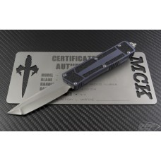 Microtech Knives Custom Gray Scarab T/E Automatic OTF D/A Knife (3.44in Stonewashed Plain) scrb-c-te-gmg