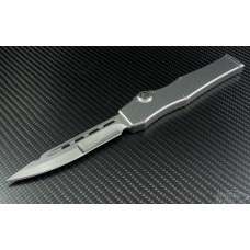 Microtech Knives Custom Stainless Steel Halo V S/E Automatic OTF S/A Knife (4.6in Stonewashed Plain 154-CM) HALO-SS-NM