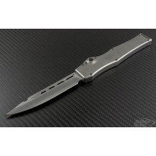 Microtech Knives Custom Stainless Steel Halo V S/E Automatic OTF S/A Knife (4.6in Stonewashed Plain) HALO-C-SS-SW