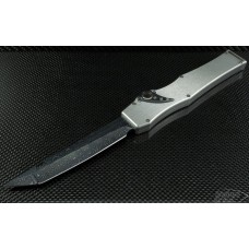Microtech Knives Custom Stainless Steel Halo V T/E Automatic OTF S/A Knife (4.6in Damascus Plain ) HALO-SS-DAM