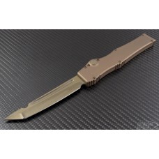 Microtech Knives Custom Tan Halo V T/E Automatic OTF S/A Knife (4.6in Color Coated Plain) HALO-C-TE-DT