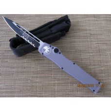 Microtech Knives Gray Halo V S/E Automatic OTF S/A Knife (4.6in Black Part Serr D2) 151-2GR