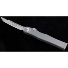 Microtech Knives Gray Halo V T/E Automatic OTF S/A Knife (4.6in Satin Plain S35-VN) 150-4GY