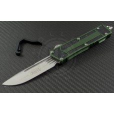 Microtech Knives Green Navy Scarab S/E Automatic OTF D/A Knife (3.44in Satin Plain ELMAX) 182-4OD