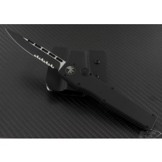 Microtech Knives Halo II S/E Automatic OTF S/A Knife (4in Black Part Serr) VNT-0083