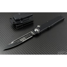 Microtech Knives Halo V S/E Automatic OTF S/A Knife (4.6in Black Part Serr ELMAX) 151-2-2tone